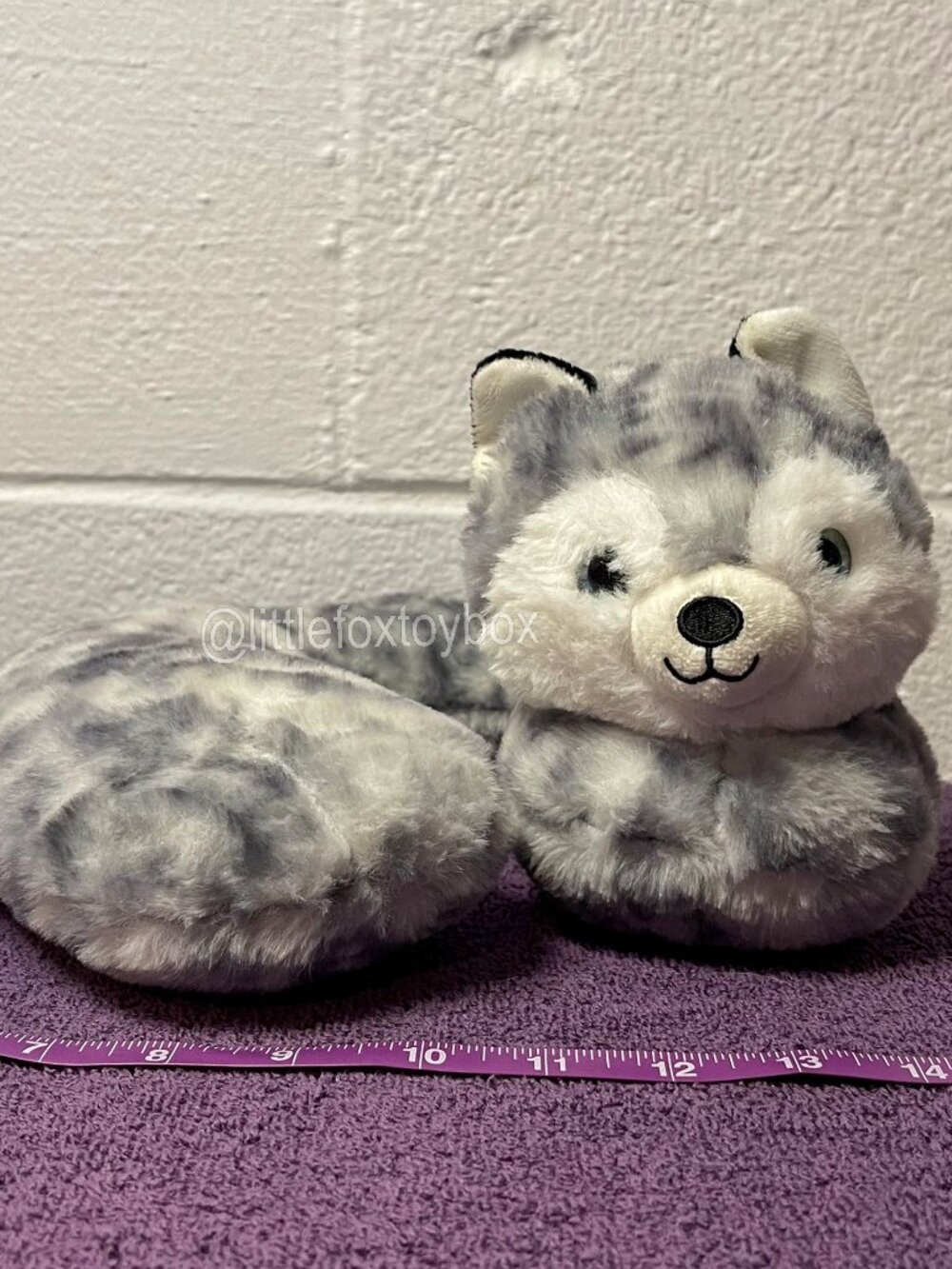 Gray White Husky Dog Pillow Plush Long Body Stuffed Animal Wolf ESSA